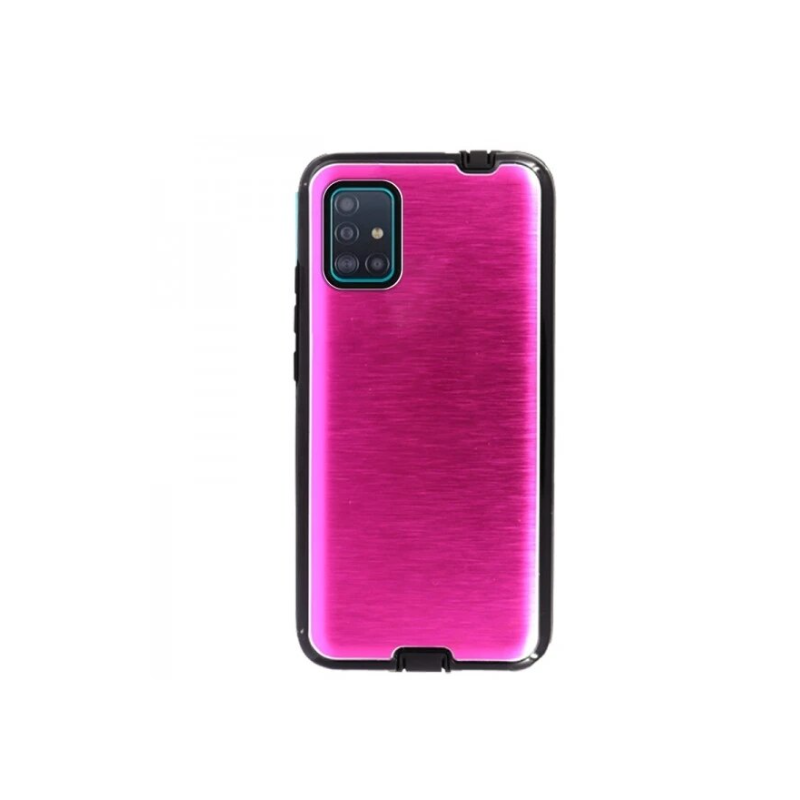 Funda compatible con HUAWEI P20 LITE 2019 Metálica semi-rígida Efecto cepillado ROSA FUCSIA