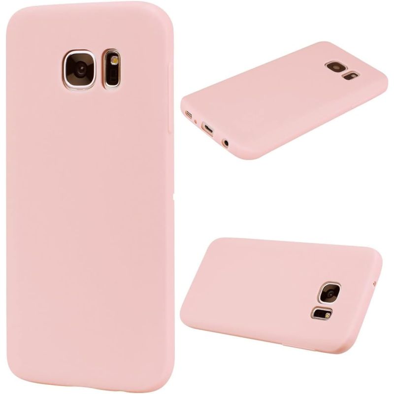 Funda compatible con SAMSUNG GALAXY S7 EDGE Silicona flexible - Azul marino rosa palo