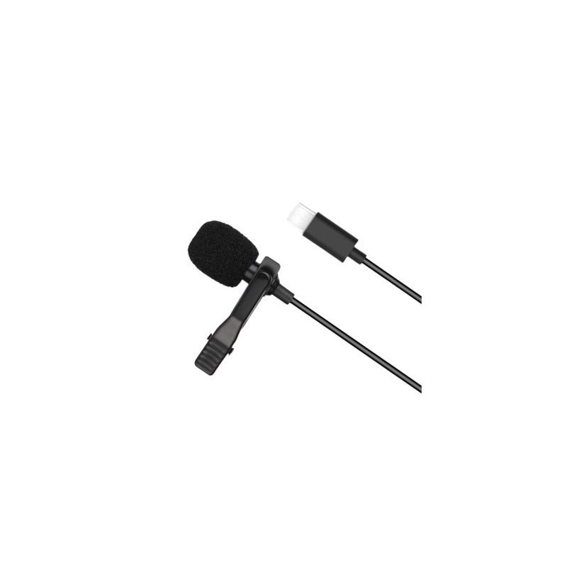 Micrófono de solapa con pinza clip ⋆ Conector USB-C para PC, móvil, tablet y portátil ⋆ Grabaciones claras y nítidas
