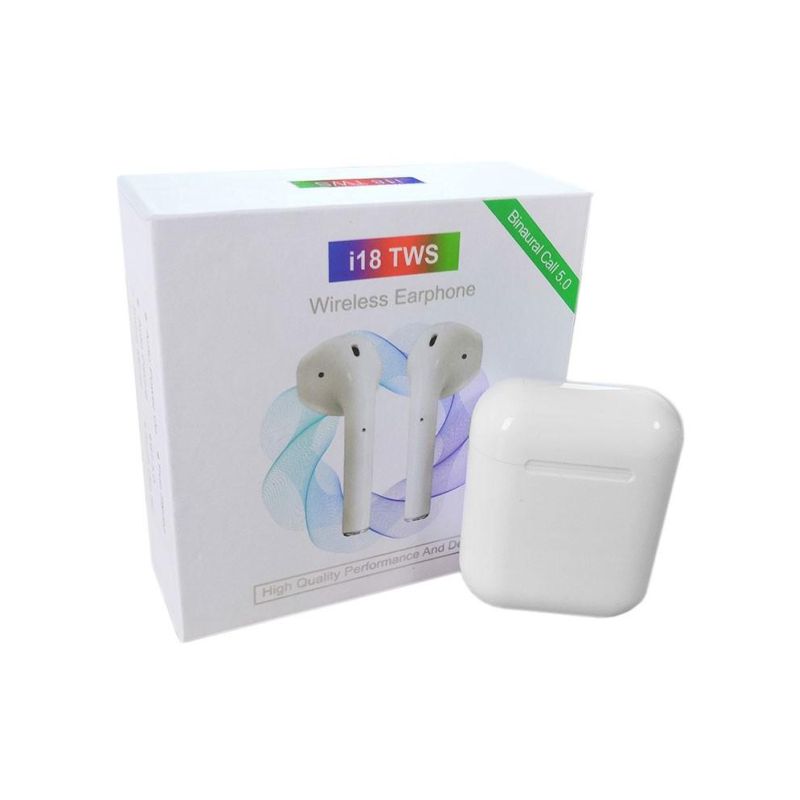 TWS I18 Auriculares inalámbricos con bluetooth 5.0 manos libres Android IOS etc... Caja de carga Blanco
