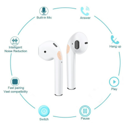 TWS I18 Auriculares inalámbricos con bluetooth 5.0 manos libres Android IOS etc... Caja de carga Blanco