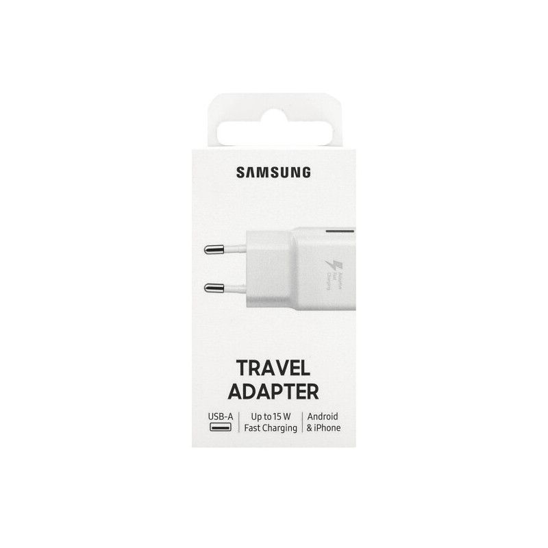 SAMSUNG Cargador adaptador de red USB Original EP-TA20EWE Blanco 2A Carga rápida BLISTER