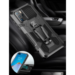 Funda compatible con HUAWEI MATE 20 LITE Reforzada antigolpes con imán y soporte de clip negra