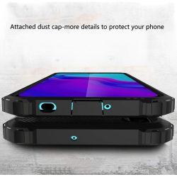 Funda compatible con HUAWEI HONOR 20 LITE Hibrida armor armadura semi rígida reforzada metálica Negra