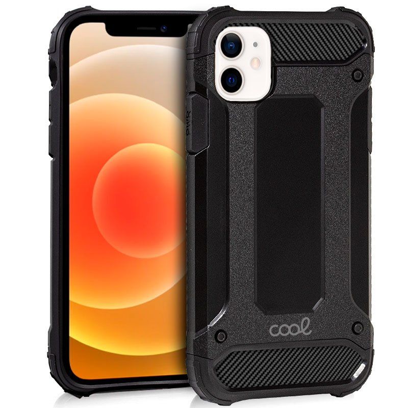 COOL Funda compatible con IPHONE 12 / 12 PRO Hibrida armor semi rígida reforzada metálica Negra