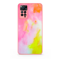 Funda compatible con XIAOMI REDMI NOTE 11 4G / REDMI NOTE 11S Cristal templado rosa, amarilla