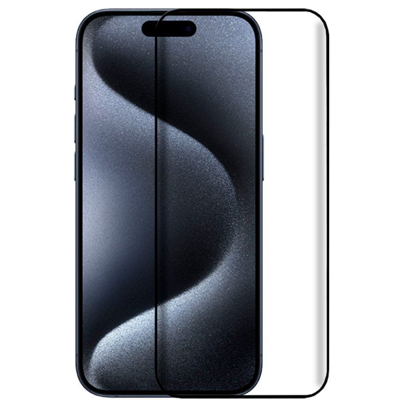 Protector de pantalla compatible con IPHONE 15 PRO / 16 PRO Borde negro Cristal templado plano dureza 9H