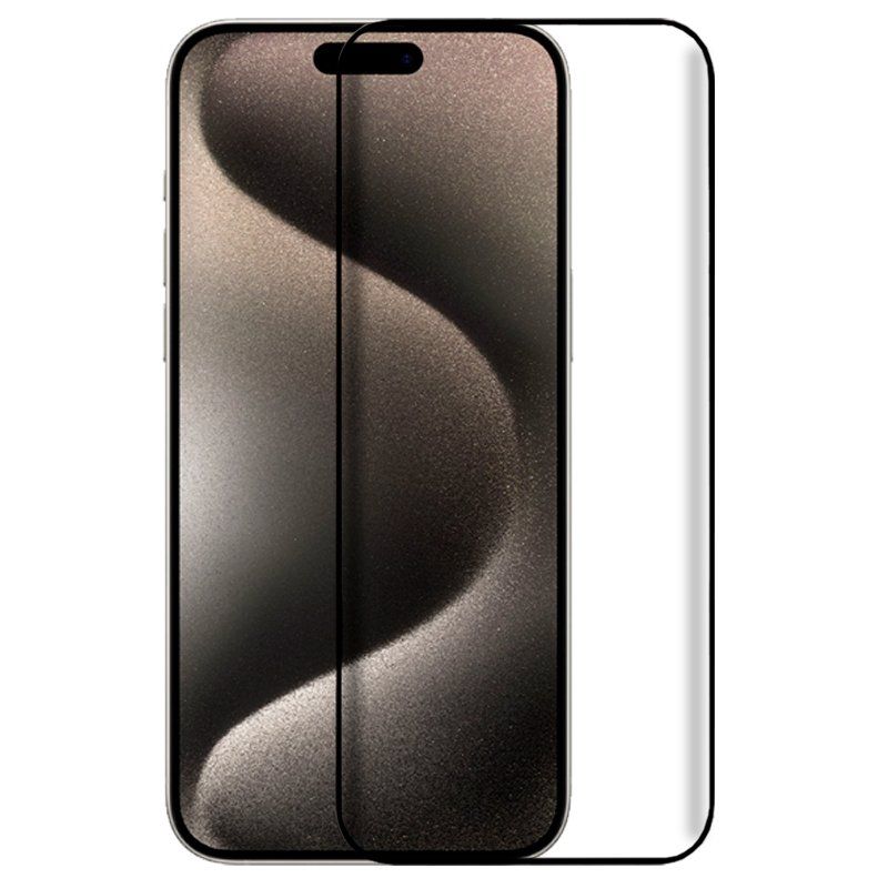 Protector de pantalla compatible con IPHONE 15 PRO MAX Borde negro Cristal templado plano dureza 9H