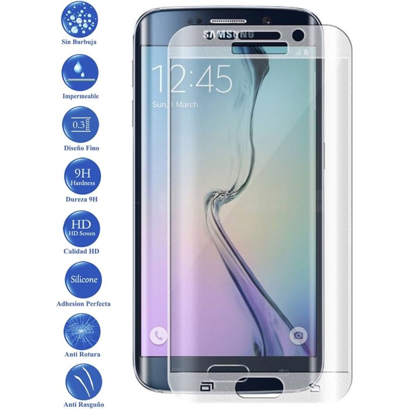 Protector de pantalla compatible con SAMSUNG GALAXY S7 EDGE Cristal templado 9H borde TRANSPARENTE curvo