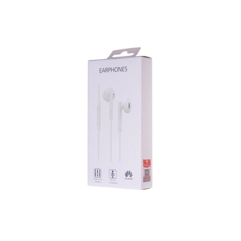 HUAWEI AM115 Auriculares originales manos libres con cable jack 3,5mm Control volumen llamadas Blanco BLISTER