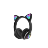 Auriculares Bluetooth 5.0 P91H con orejas de gato y luces LED – Cascos inalámbricos plegables negro 🎧🐱✨