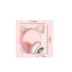 Auriculares Bluetooth 5.0 P91H con orejas de gato y luces LED – Cascos inalámbricos plegables negro 🎧🐱✨