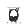 Auriculares bluetooth 5.0 cascos inalámbricos luces LED Orejas de gato STN-28 Negro