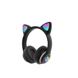 Auriculares bluetooth 5.0 cascos inalámbricos luces RGB 10m Orejas de gato P91H - Rosa