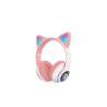 Auriculares bluetooth 5.0 cascos inalámbricos luces LED Orejas de gato JST-28 Blanco rosa