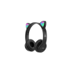 Auriculares bluetooth 5.0 cascos inalámbricos luces LED Orejas de gato P47 Negro