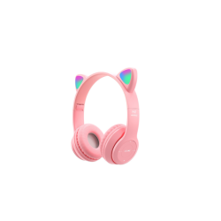 Auriculares bluetooth 5.0 cascos inalámbricos luces LED Orejas de gato P47M Azul oscuro