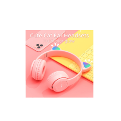 Auriculares bluetooth 5.0 cascos inalámbricos luces LED Orejas de gato P47 Rosa