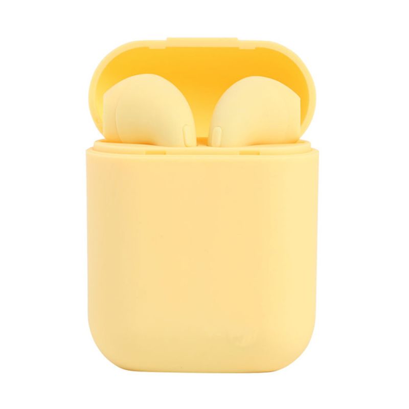 Auriculares inalámbricos I12 TWS Bluetooth 5.0 ⋆ Color amarillo ⋆ Control táctil ⋆ Estuche carga ⋆ Compatibles Android iOS