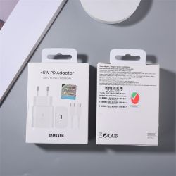 SAMSUNG original Cargador adaptador de red pared tipo C carga super rápida 45W EP-TA845 + Cable Blanco