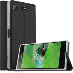 Funda compatible con SONY XPERIA XZ1 Flip cover tapa billetera - Gris oscuro