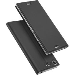 Funda compatible con SONY XPERIA XZ1 Flip cover tapa magnetica billetera - Gris oscuro