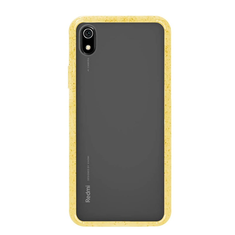 Funda compatible con XIAOMI REDMI 7A Upcase transparente rigida borde amarillo