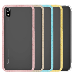 Funda compatible con XIAOMI REDMI 7A Upcase transparente rigida borde amarillo