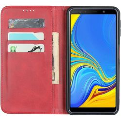 Funda compatible con SAMSUNG GALAXY A7 2018 Flip cover tapa billetera - Rojo oscuro