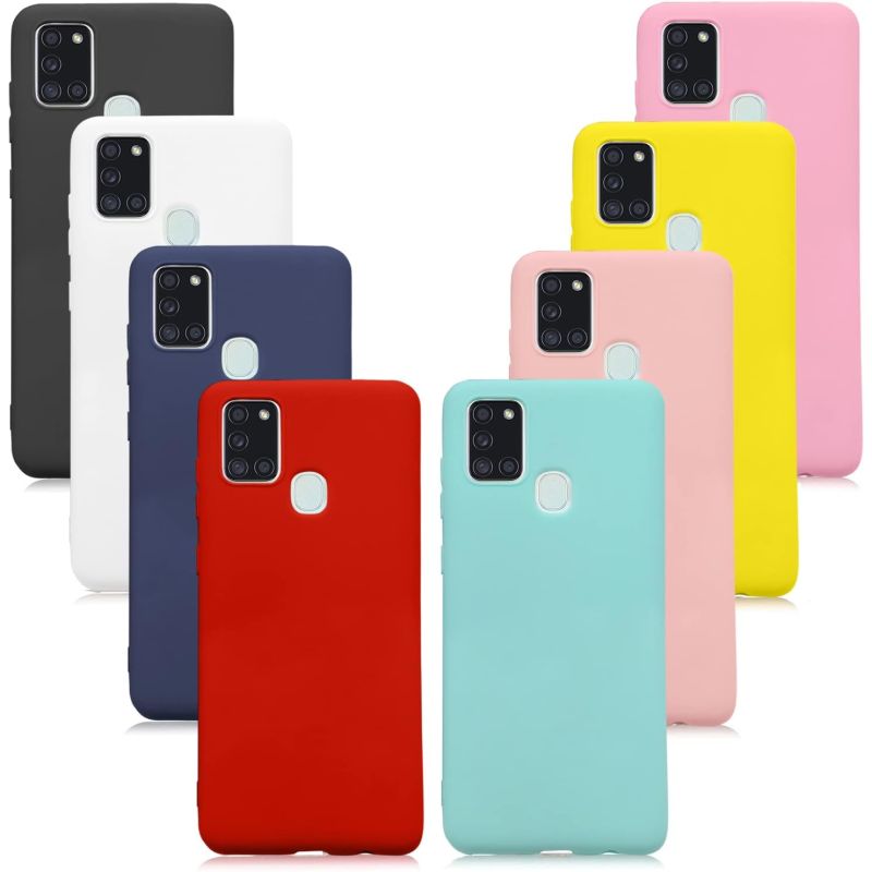 Funda compatible con SAMSUNG GALAXY A21S Silicona flexible suave - Negra azul marino rojo rosa turquesa