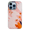 Funda compatible con IPHONE 13 PRO MAX Doble gel dibujos Hojas rosa