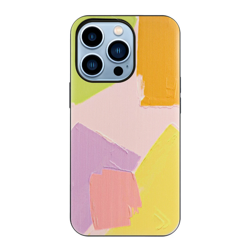 Funda compatible con IPHONE 13 PRO MAX Doble gel dibujos Manchas pintura multicolor