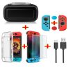 6 en 1 para NINTENDO SWITCH Funda + Carcasa transparente + 2 Protectores pantalla + Cable + 2 tapas + 2 pulgares