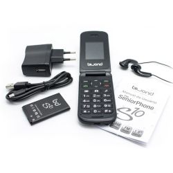 BIWOND S10 Teléfono móvil dual Sim cámara bluetooth radio FM Flip Seniorphone personas mayores Teclas grandes - Negro