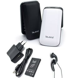 BIWOND S10 Teléfono móvil dual Sim cámara bluetooth radio FM Flip Seniorphone personas mayores Teclas grandes - Negro