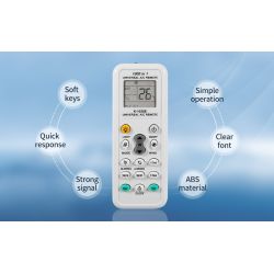 Mando universal K-1028E para aire acondicionado ⋆ Compatible con LG, DAEWOO, SAMSUNG, PANASONIC, MITSUBISHI, etc. ⋆ LCD