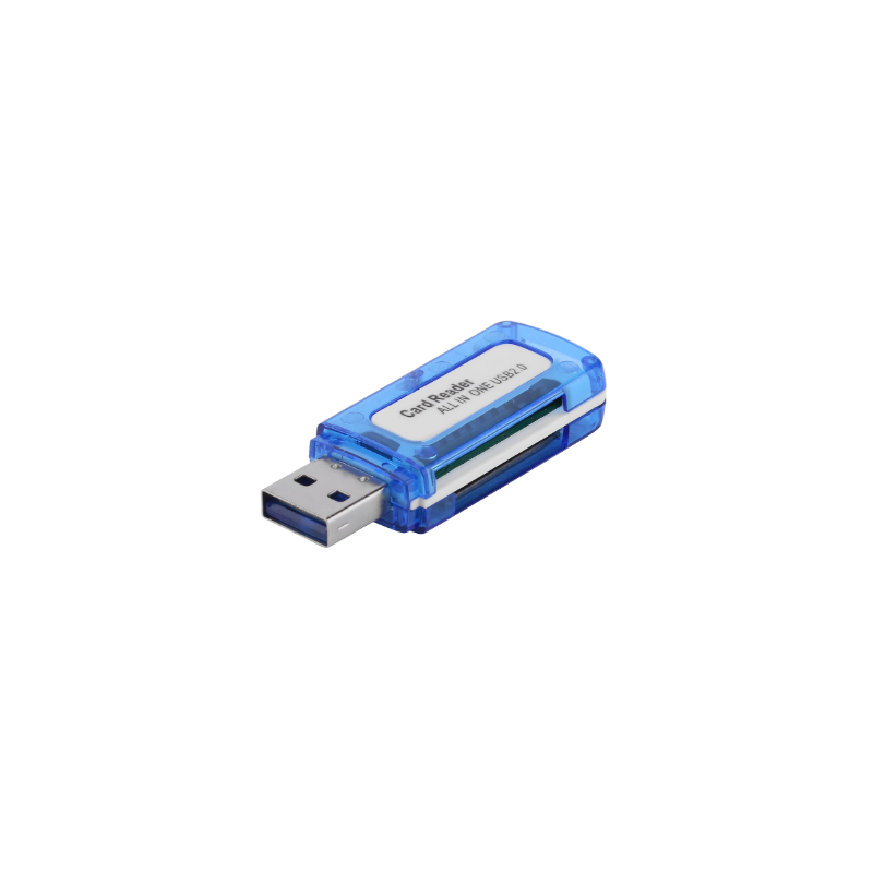 Lector de tarjetas de memoria SD MMC TF MS M2 para ordenador PC portatil etc... USB 2.0 Azul