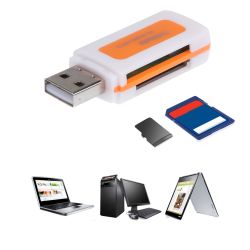 Lector de tarjetas de memoria SD MMC TF MS M2 para ordenador PC portatil etc... USB 2.0 Azul