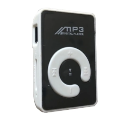 Mini reproductor de música MP3 / WAV portátil con clip Tarjeta micro SD TF Espejo - Blanco negro