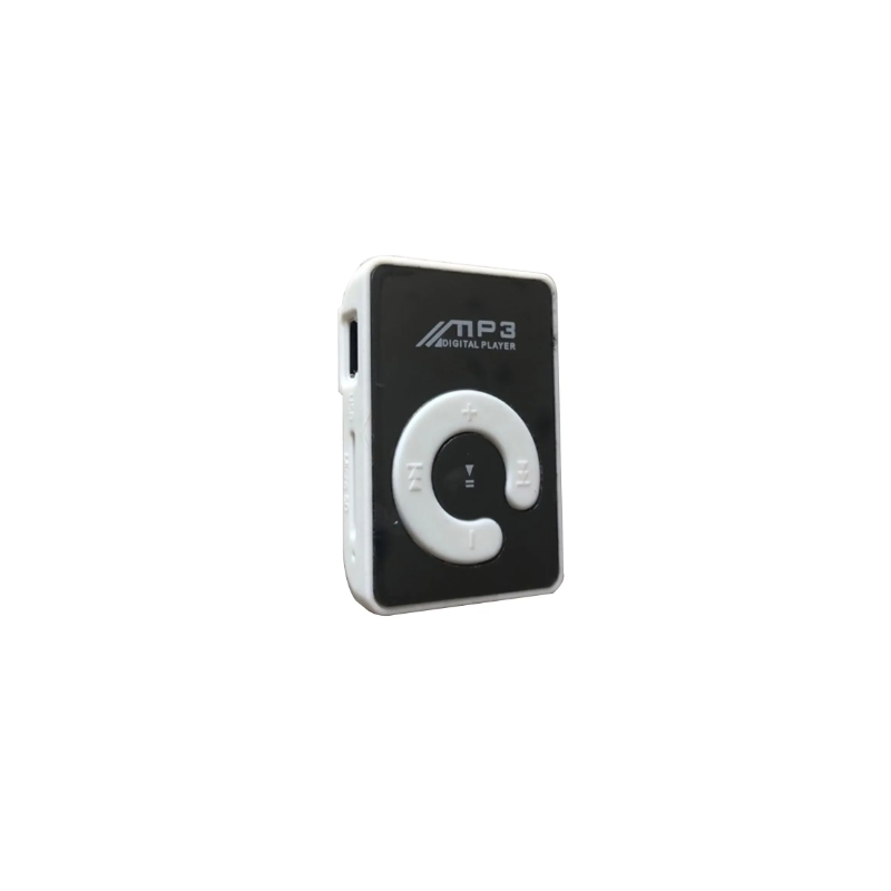 Mini reproductor de música MP3 / WAV portátil con clip Tarjeta micro SD TF Espejo - Blanco negro