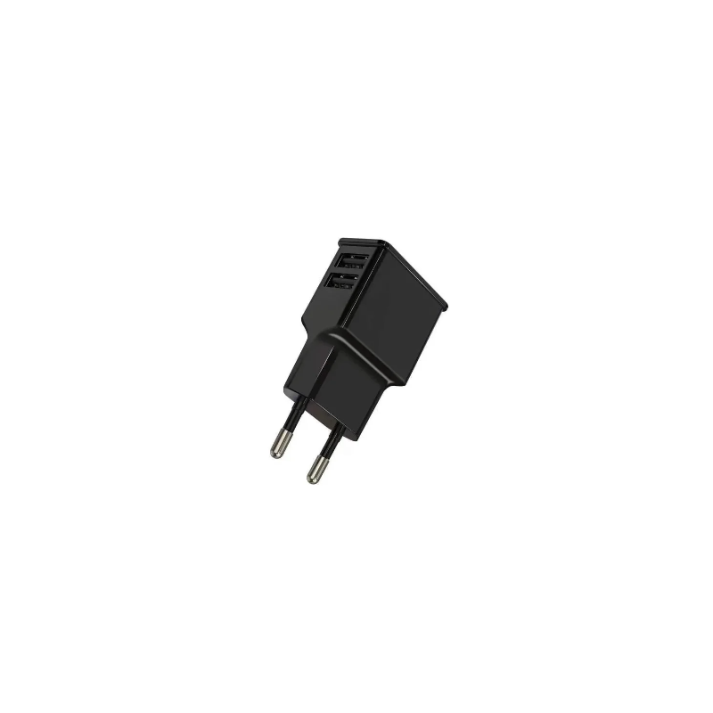 Cargador adaptador de red doble USB lateral universal para móvil, tablet, consola, cámara, GPS y más ⋆ Color negro