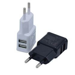 Cargador adaptador de red doble USB lateral universal para móvil, tablet, consola, cámara, GPS y más ⋆ Color negro