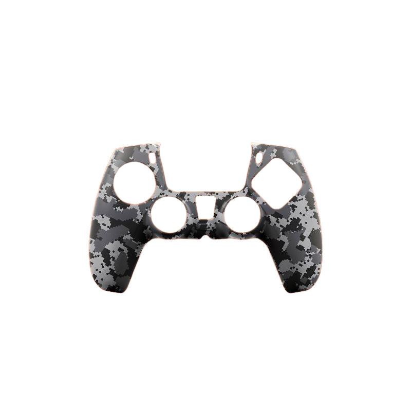 Funda de silicona compatible con MANDO DUALSHOCK PS4 ⋆ Camuflaje gris negro ⋆ Protección antideslizante y resistente