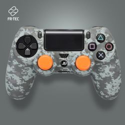 FR-TEC Pack compatible con MANDO DUALSHOCK PS4 Funda de silicona y grips Camuflaje pixel negro