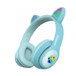 DEEPBASS R6 Auriculares inalámbricos bluetooth 5.0 Led Orejas de gato Cascos diadema - Lila blanco azul rosa negro