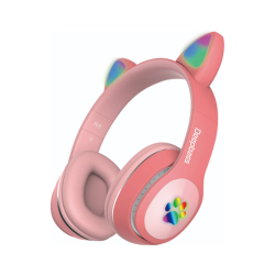 DEEPBASS R6 Auriculares inalámbricos bluetooth 5.0 Led Orejas de gato Cascos diadema - Lila blanco azul rosa negro