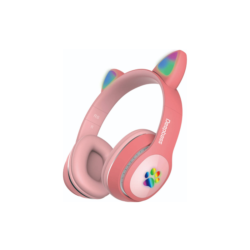 DEEPBASS R6 Auriculares inalámbricos bluetooth 5.0 Led Orejas de gato Cascos diadema - Lila blanco azul rosa negro