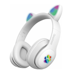 DEEPBASS R6 Auriculares inalámbricos bluetooth 5.0 Led Orejas de gato Cascos diadema - Lila blanco azul rosa negro