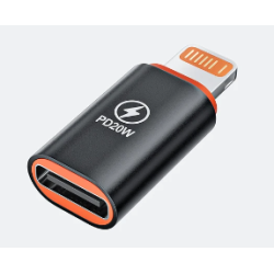 Adaptador tipo C hembra / lightning macho iPhone iPad 8 pines PD 20W Compatible - Gris plata negro