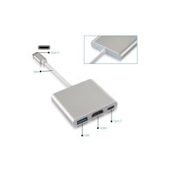 Adaptador 3 en 1 USB-C a HDMI + USB 3.0 + Carga – Compatible con Samsung, Huawei, Xiaomi, MacBook, Portátiles